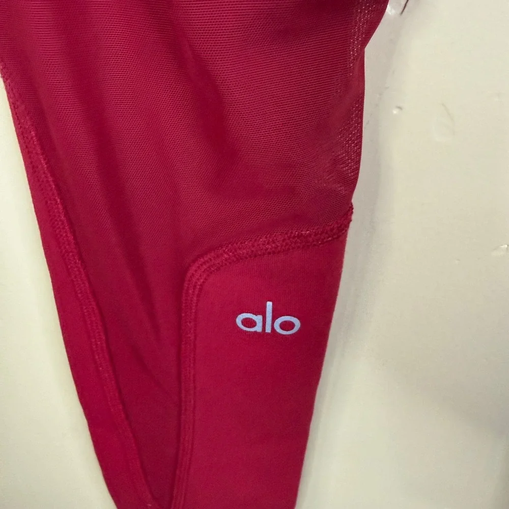 ALO YOGA West Coast Yoga‎ High Waist Leggings Mesh Panel Active Bright Red SZ XS